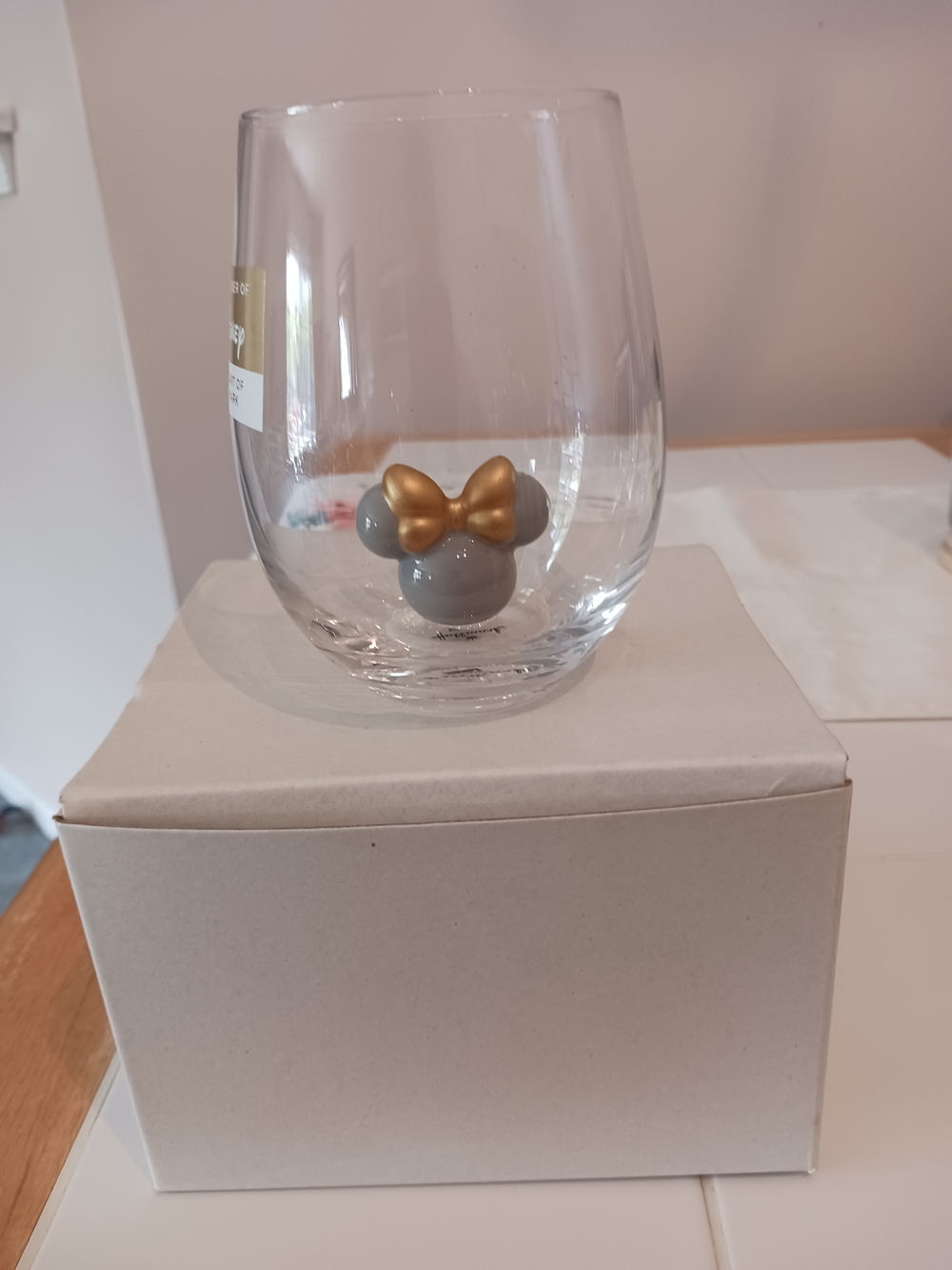 Stemless Decorative Glass with Gold Bow Accent - Gray & Gold